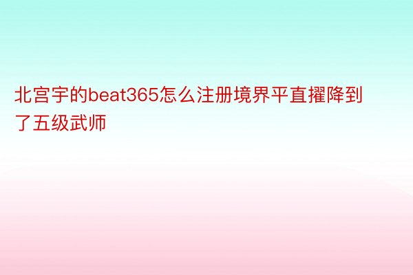 北宫宇的beat365怎么注册境界平直擢降到了五级武师